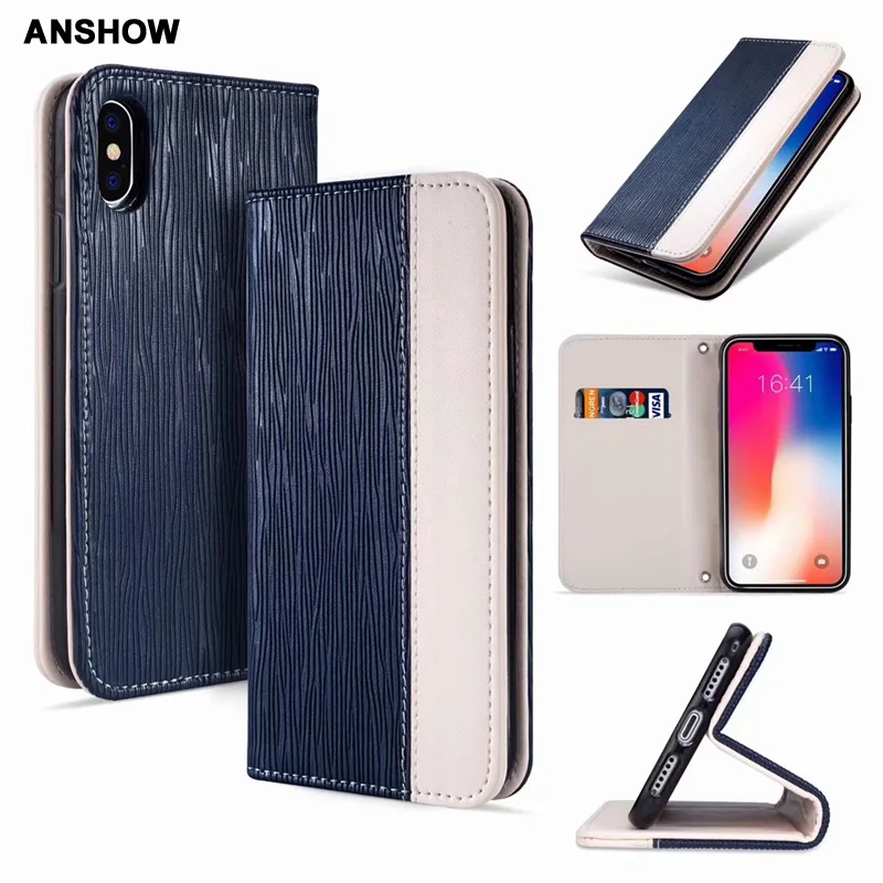 For Iphone X 10 8 7 Plus 6 6s SE 5S Wood Grain Wallet Leather Case Vertical Flip Cover Suck Magnetic Closure Dual Pouch | Мобильные