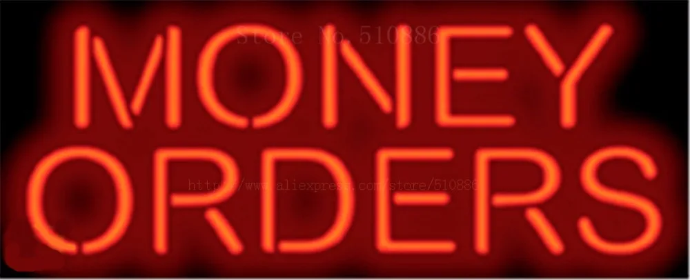 

17*14 "Money Orders неоновая вывеска, настоящий стеклянный пивной бар, светильник для паба, вывески для магазина, ресторанный магазин, бизнес реклам...