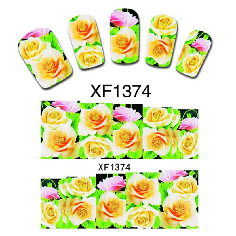50 листов красочный цветок горячий дизайн водяные знаки наклейки для ногтей