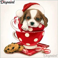 dispaint full squareround drill 5d diy diamond painting dog cup scenery 3d embroidery cross stitch 5d home decor a12299