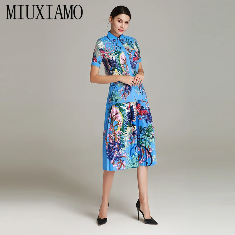 Женский костюм MIUXIMAO весенний комплект из 2 предметов: топ с коротким рукавом и