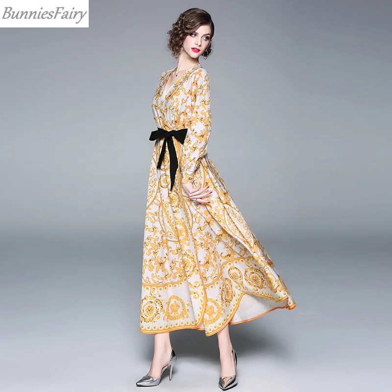 BunniesFairy 2019 Весна Леди Элегантный Королевский Винтаж Ретро Золотой барокко Пейсли