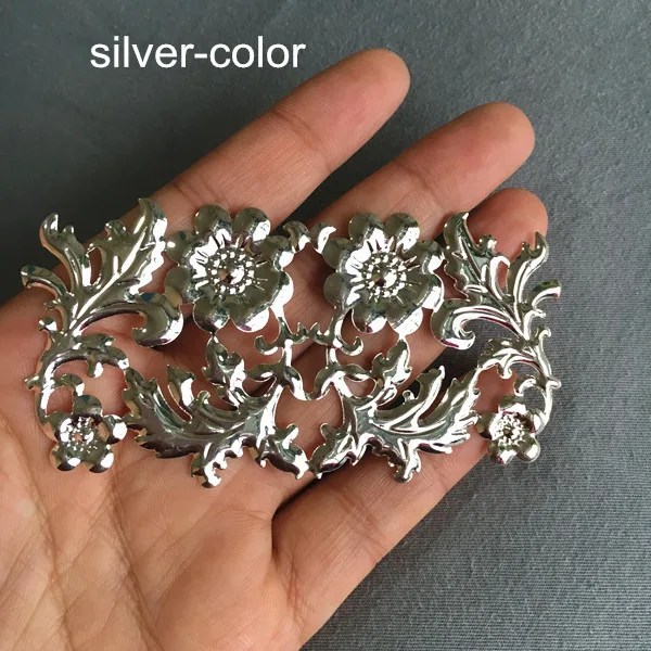 silver color Большие филигранные цветы, 86*45 мм свитки украшения, цветочный дизайн, золотой цвет, серебряный цвет, сталь, бронза-20 шт - Цвет: silver color