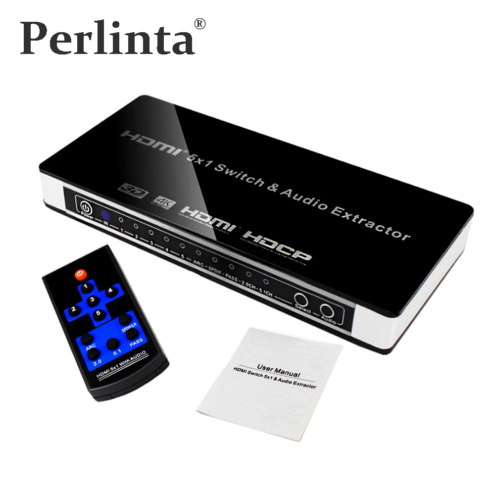 Perlinta 5 в 1 HDMI переключатель с пультом дистанционного управления оптический Toslink