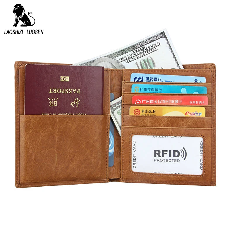Обложка для паспорта мужская из натуральной кожи с RFID защитой|Держатели карт и - Фото №1