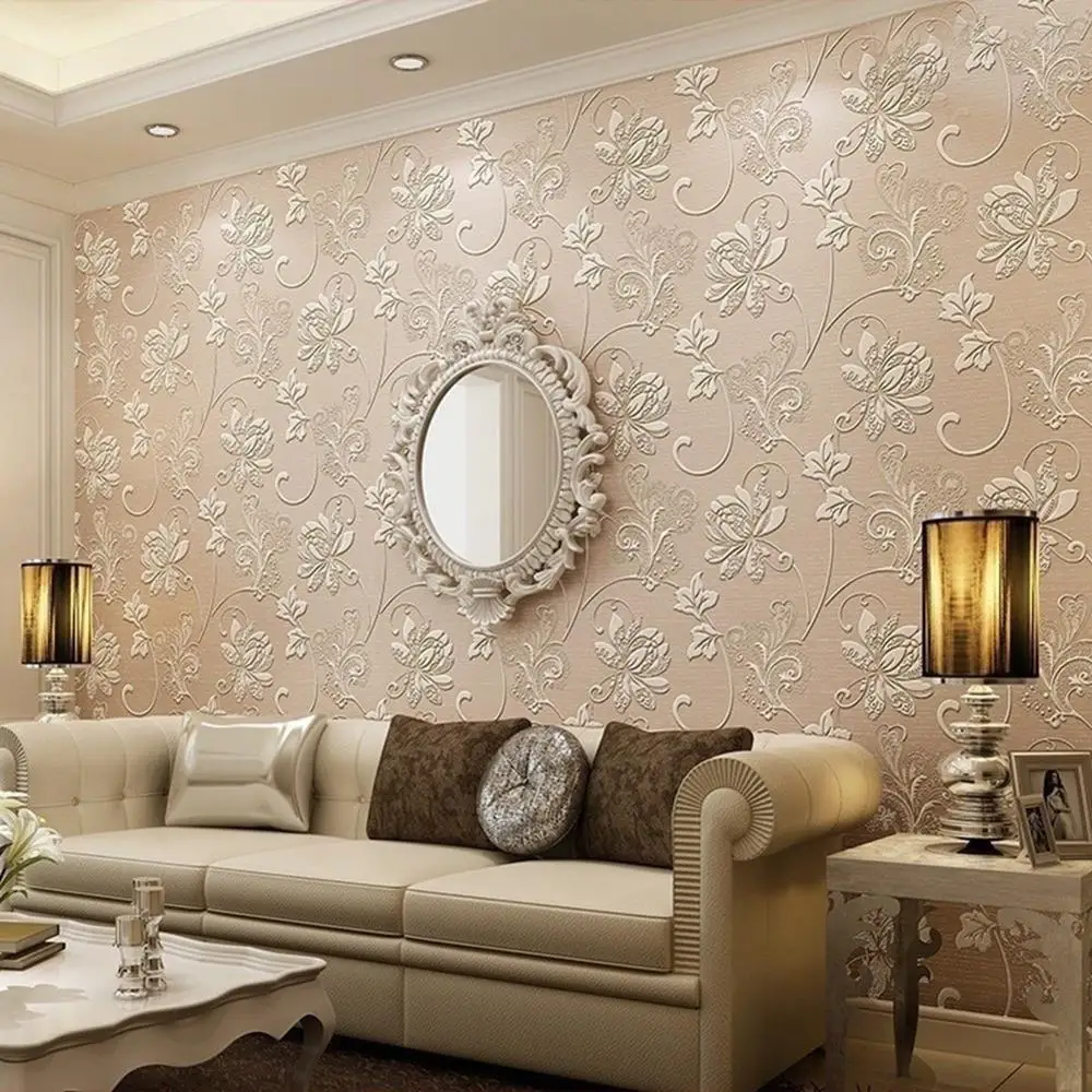 

10M/Roll Classic Luxury 3D Europe Style Floral Embossed Textured Wall Paper Modern Wallpaper For Living Room Bedroom Home Decor