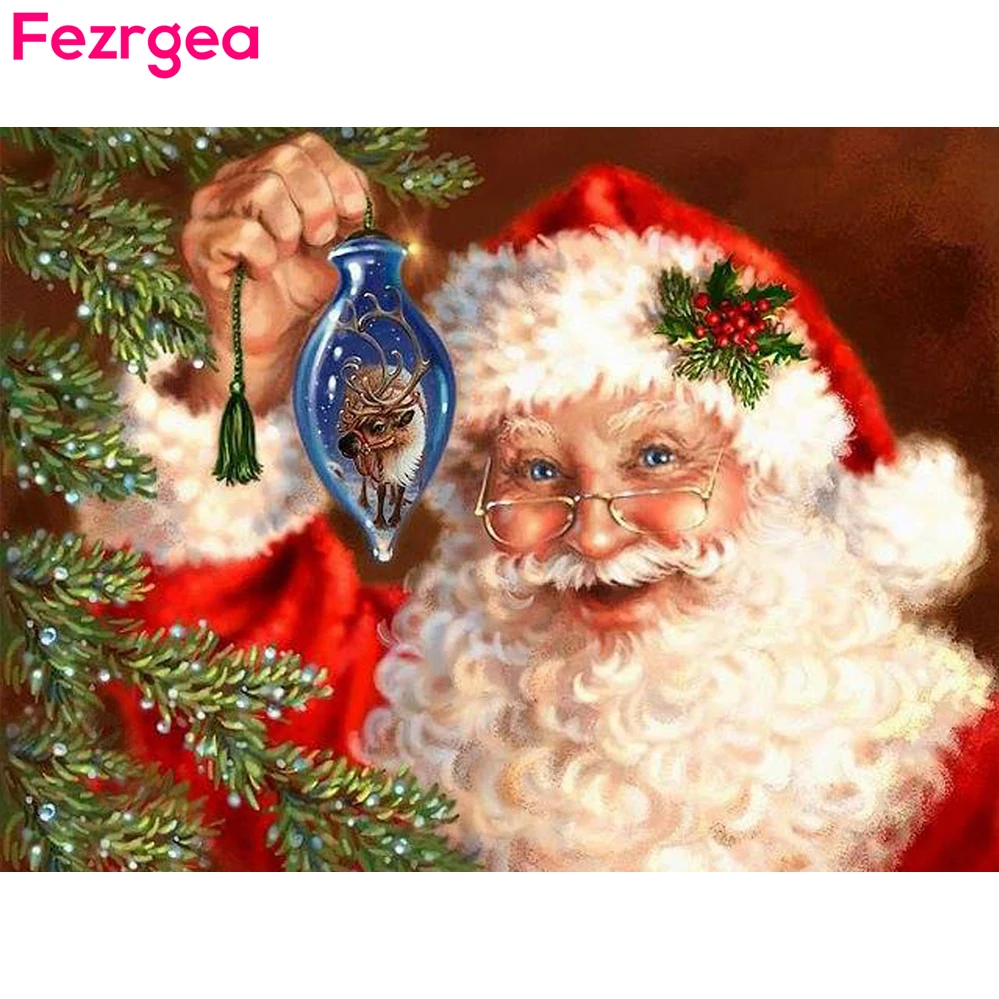Fezrgea 5D Diy рождественская Алмазная вышивка дерево картина камни в форме ромба