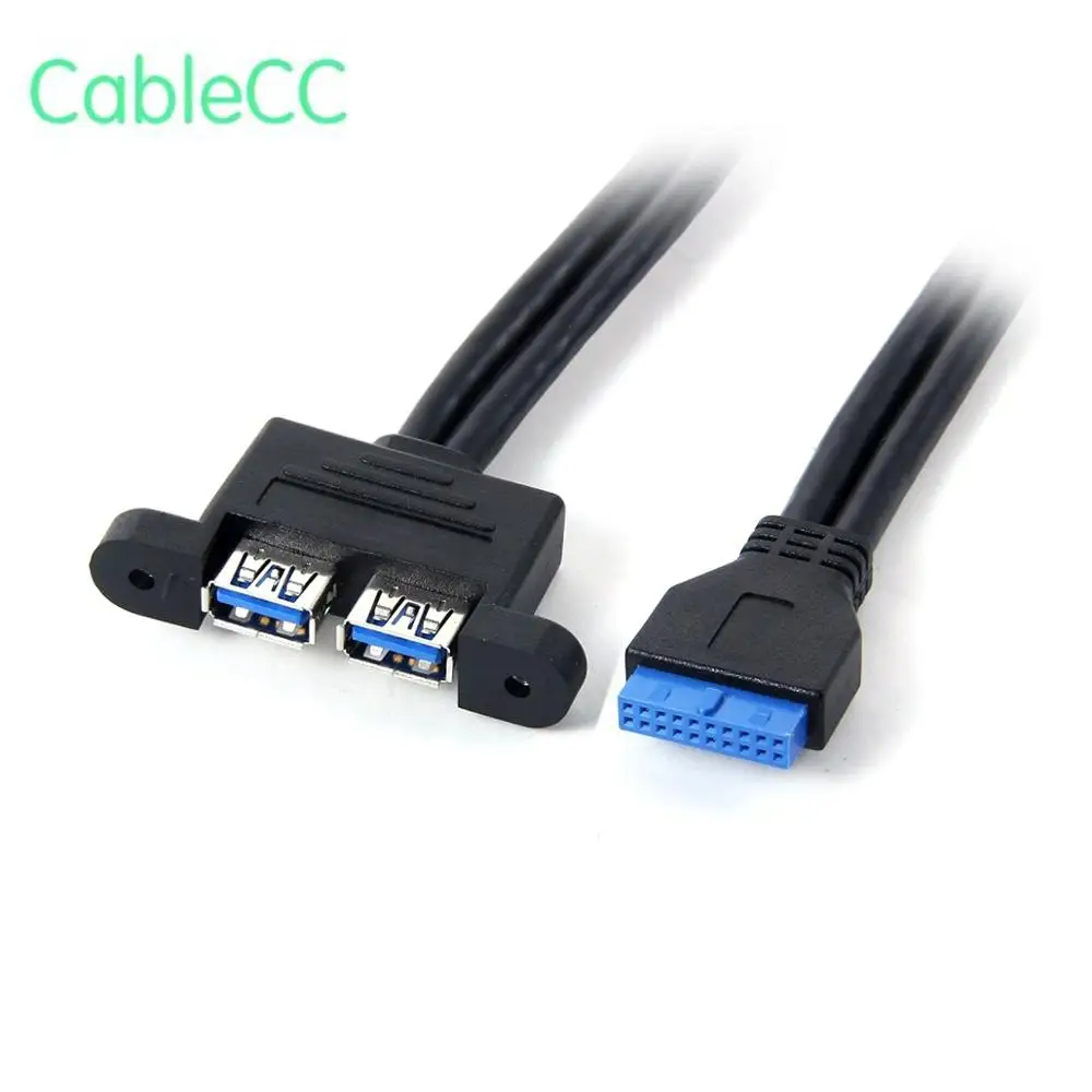 Двойной порт USB 3 0 Женский Тип панели к материнской плате 20 pin кабель заголовка 50