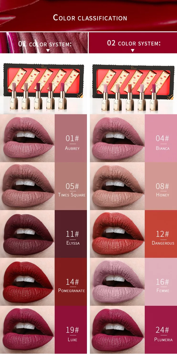 Набор матовых помад Pudaier 5 шт./компл. водостойкий Макияж для губ искусственный