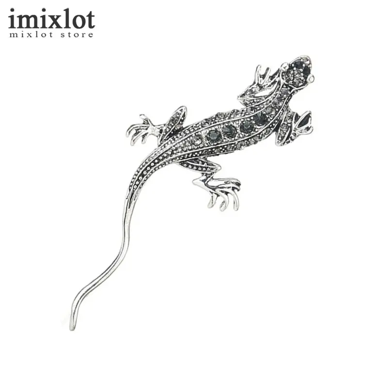 Imixlot горный хрусталь ящерица брошь Античный цвет серебристый Золотой Цвет Винтаж