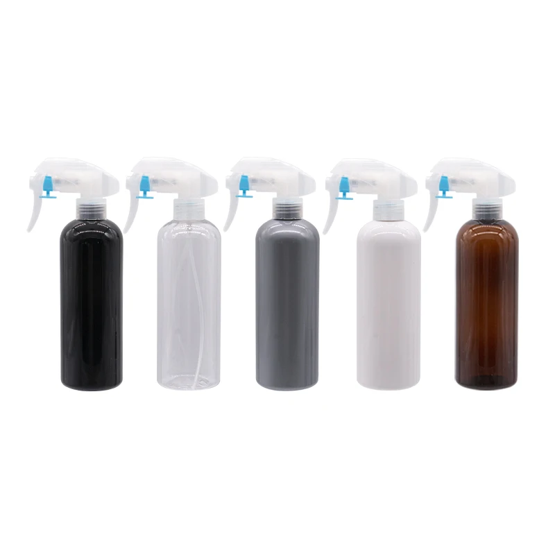 300ml Empty Gray Spray Pump Bottle 300cc Trigger Mist Spray Disinfectant Bottles DIY Plastic Container Black White Brown Clear