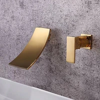 wall mounted waterfall bathroom basin widespread faucet single handle sink mixer tap hot cold chromegolden
