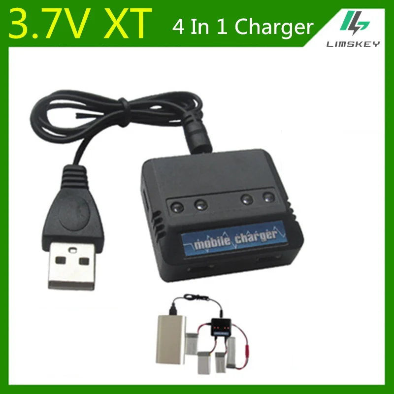 

3.7V USB Plug Banlance Charger Units For Syma X5C Udi U818A WLtoys V686G toy RC toys DC 5V XT Plug (4 In 1) Lipo battery charger