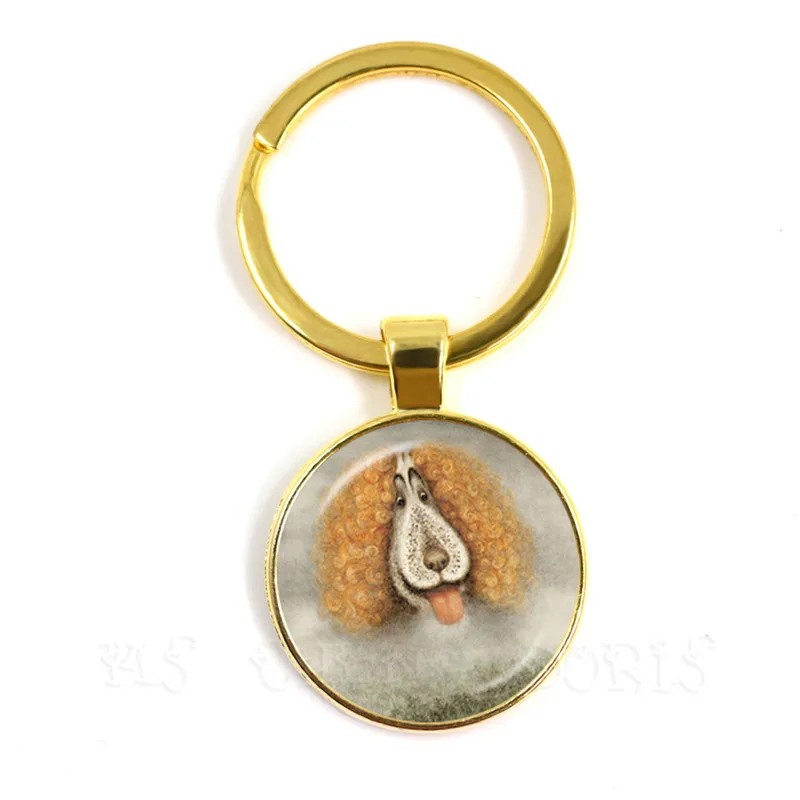 Винтажный брелок с ежиком в тумане позолоченный стеклянный кабошоном купол