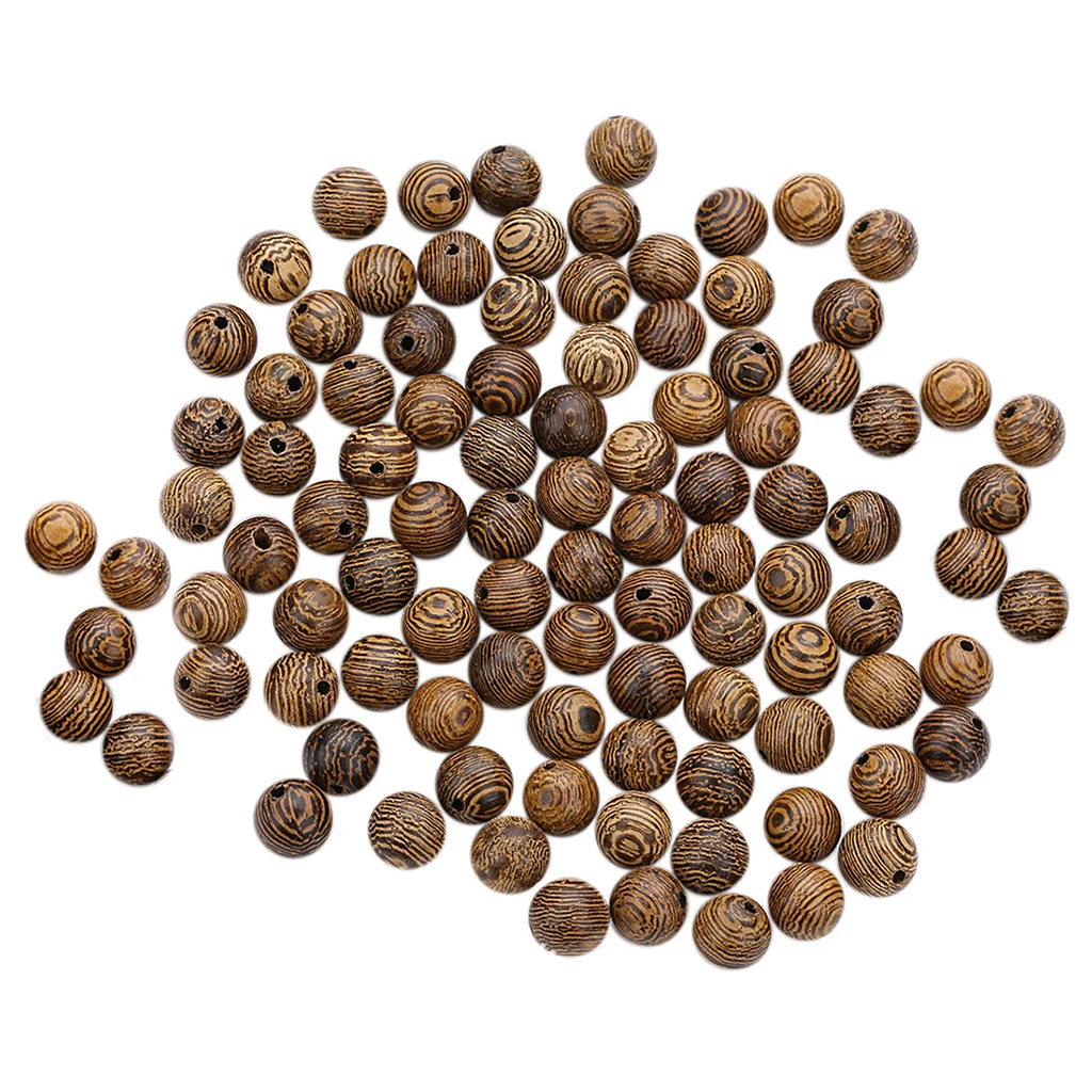 100x Natural Wood Grain Pattern Unpainted Round Wooden Beads 100pcs Bulk Sale For DIY Jewelry | Украшения и аксессуары