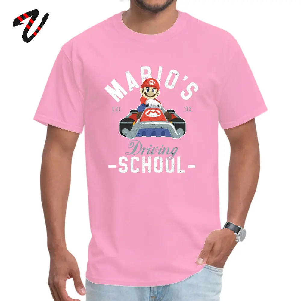 Футболка Super Kart Mario Drivier Car School, нормальная футболка для мужчин, игровая машина Mario Bros, футболка Van, чистый хлопок, лето-осень, Топы И Футболки - Цвет: Pink