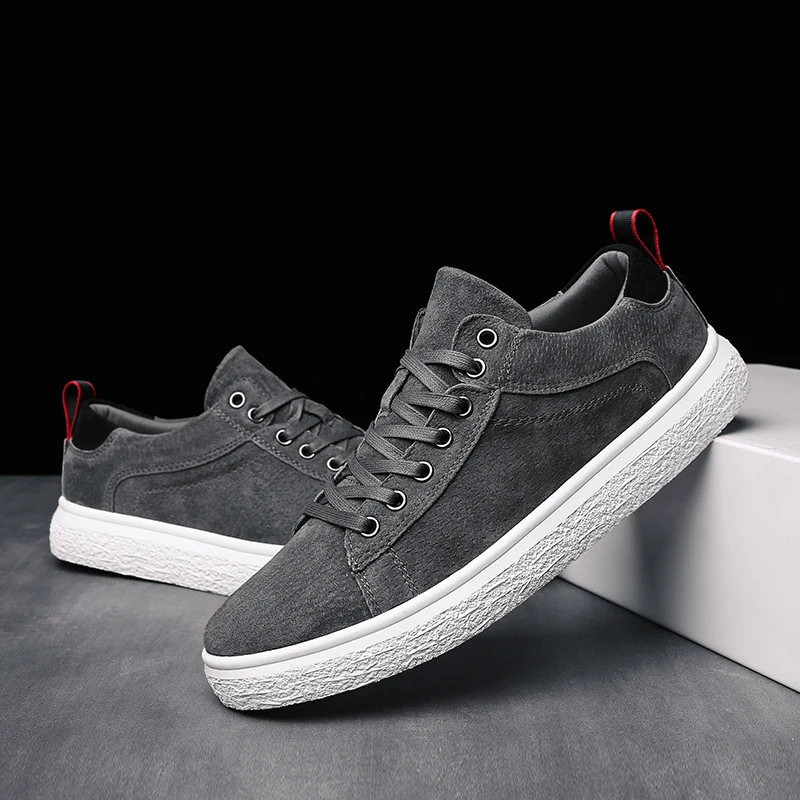New Arrival Men Cow Suede Casual Shoes Round Toe Lace Up Fashion Style Youth Trend 3color Spring Autumn Leather | Обувь
