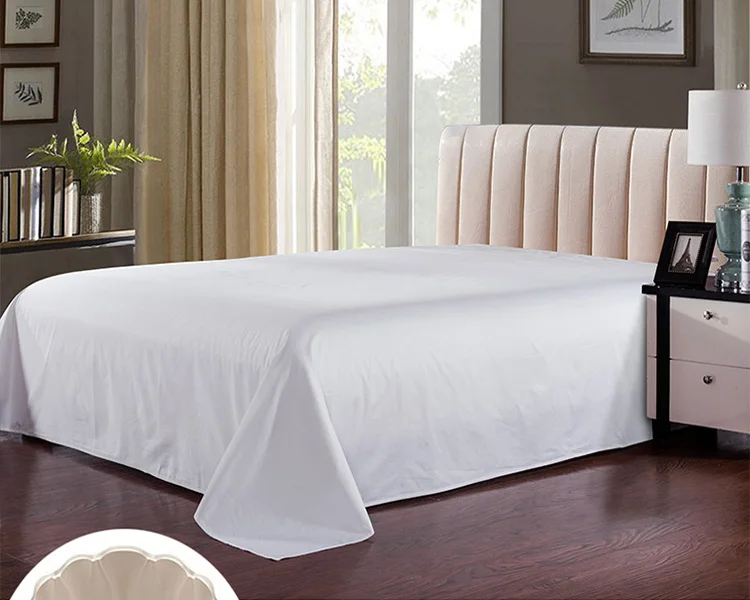 Роскошная плоская простыня белого цвета из египетского хлопка двойной размер