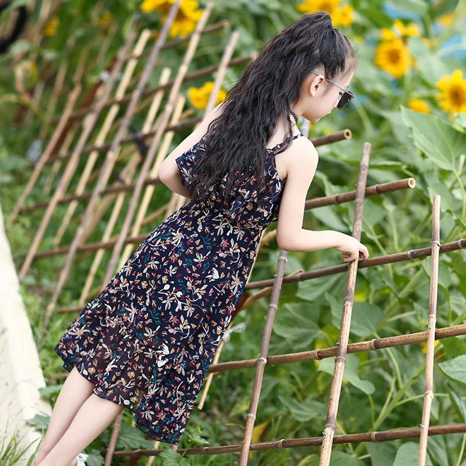 Girls Sarafans Sundress Summer Clothes For Teenage Bohemia Flower Dress 8 10 12 14 Year Kids | Детская одежда и обувь