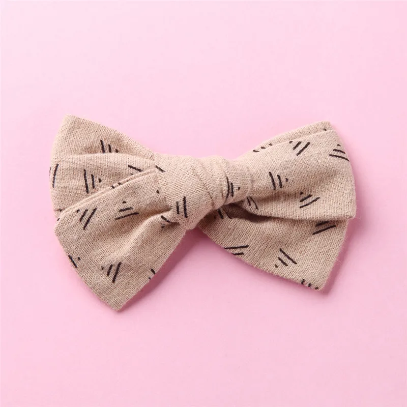 

5pcs/lot Cute Bow Hair Clips Printed Girls Solid Soft Headband Baby Elastic Hair Clips Customized Hair Accessories For Girls