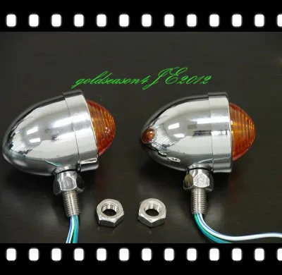 

Chrome Amber Bullet TURN SIGNAL STEEL LIGHT for Harley Bobber Chopper Cruiser