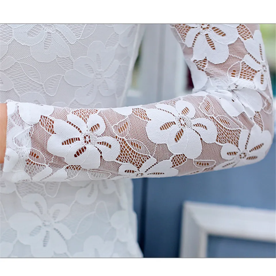 Кружевная блузка женская черная белая с длинным рукавом|blouse shirt|womens lace blouselace blouse |