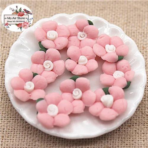 pink 50pcs 50 шт 10 мм Разноцветные керамические цветы ручной работы с плоским основанием Кабошон DIY украшения для телефона без отверстия - Цвет: pink 50pcs