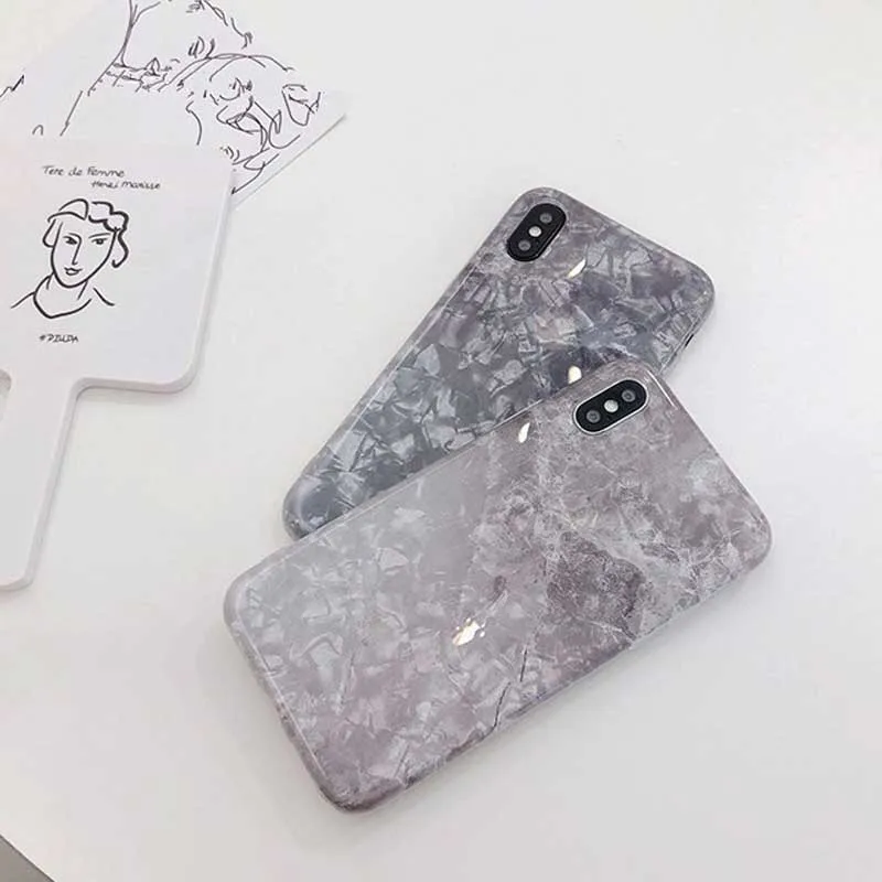 JIABN Luxury Marble Shell Pattern Phone Case for Apple Iphone XS Max XR Applicable IPhone 8plus 7p 6s 6plus Capa |