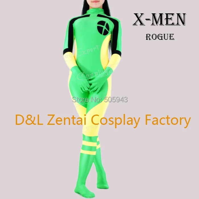 Бесплатная доставка DHL Взрослый X Men Rogue Косплей Костюм YKK молния лайкра спандекс