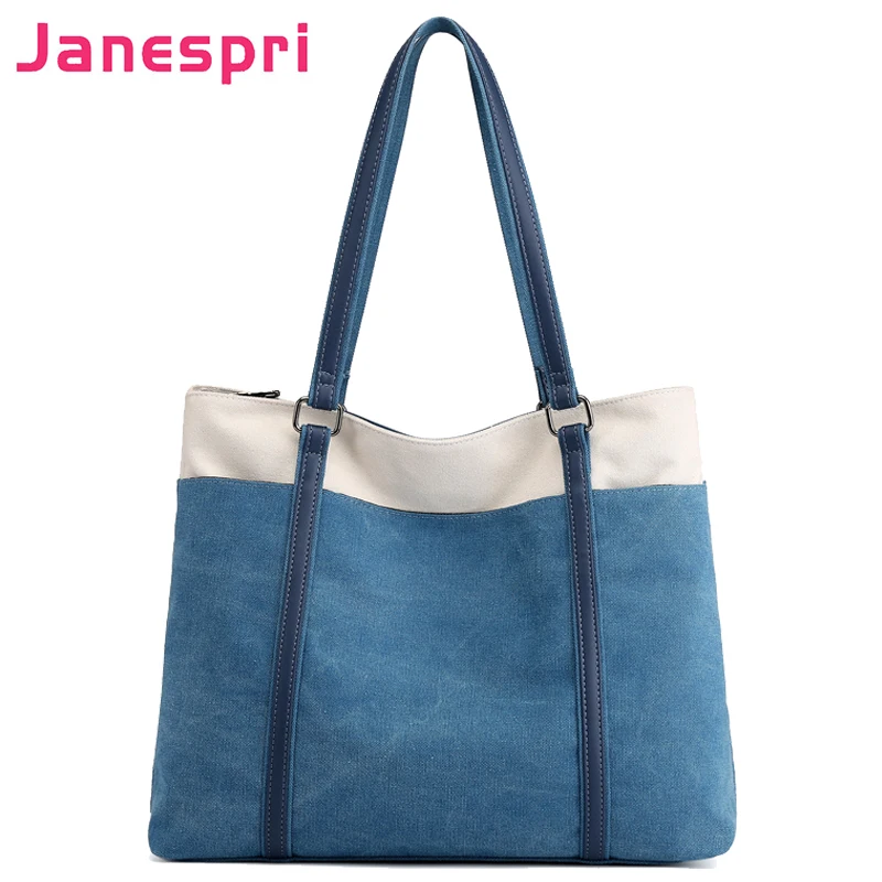 JANESPRI Новая модная холщовая женская сумка вместительная на плечо для девочек