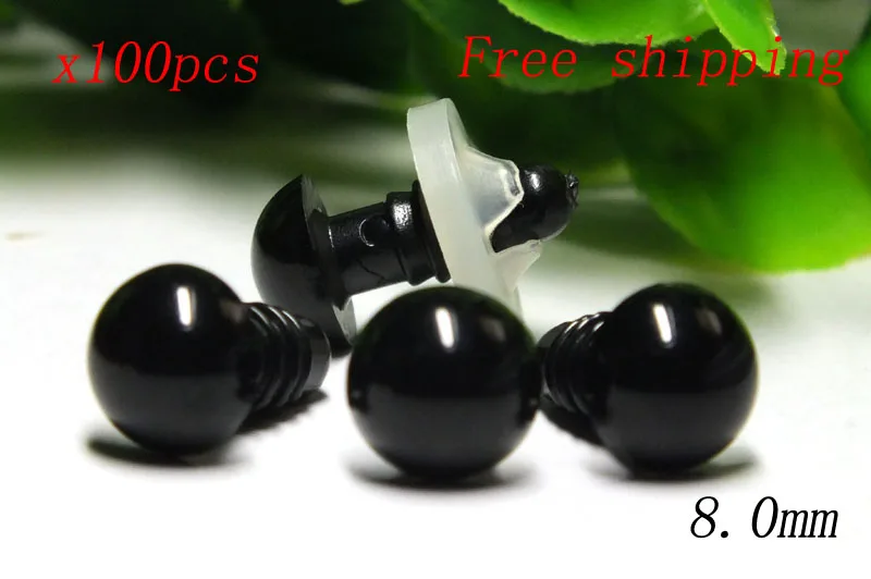 

Free shipping!!!8mm Toy Doll Eyes For Ornament Black Plastic with washer/safety eyes