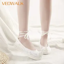 Женские холщовые туфли Veowalk Hanfu с ремешком на щиколотке женский