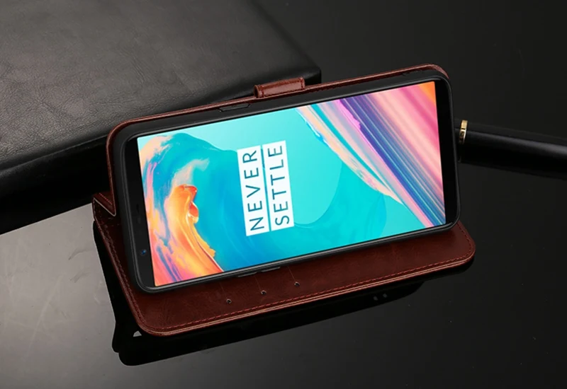 Тонкий флип кошелек чехол для телефона One Plus 5 T кожаный держатель карт роскошный