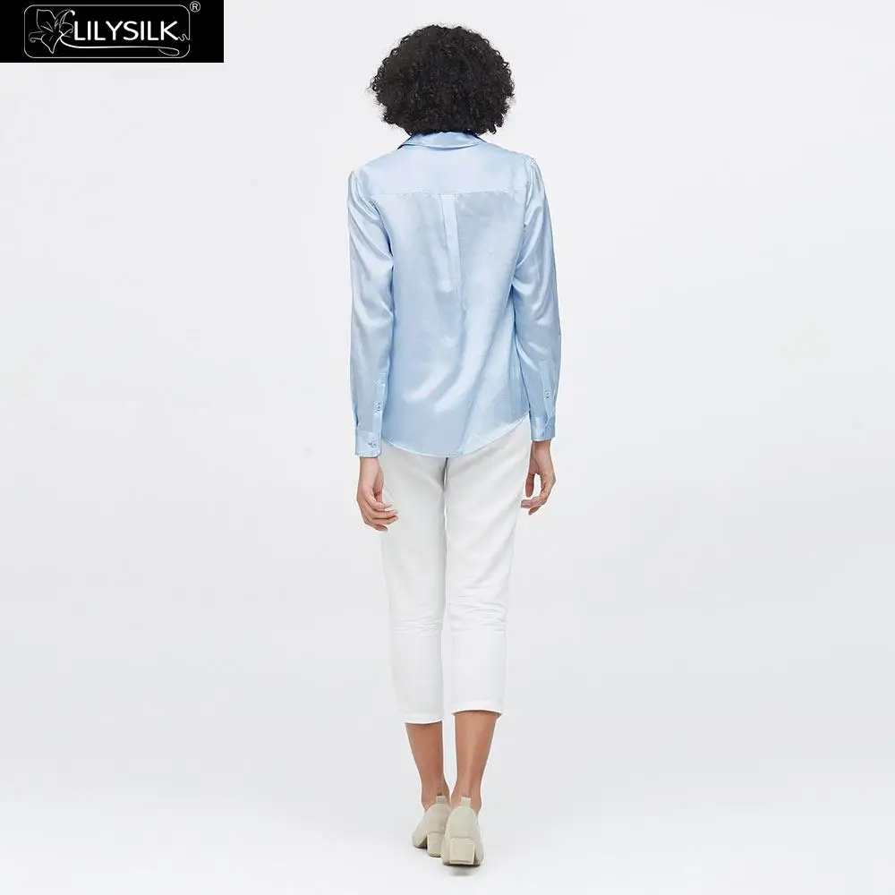 Рубашка LilySilk шелковая хлопковая с одним карманом умным дизайном новинка для