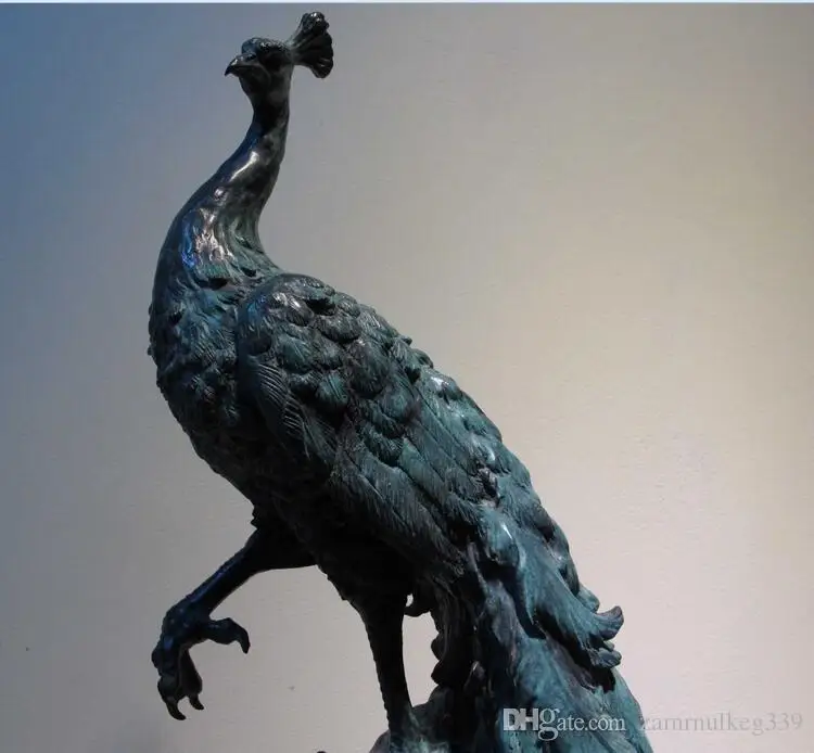 Арт Декор Медь Бронзовая статуэтка Павлин Peahen Мрамор база статуя