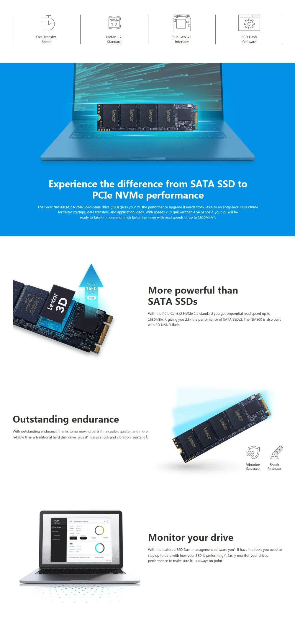 Lexar NM500 128 ГБ 256 ГБ 512 Гб PCIe Gen3x2 Внутренний твердотельный накопитель M.2 2280 NVMe HDD жесткий диск SSD для ноутбуков