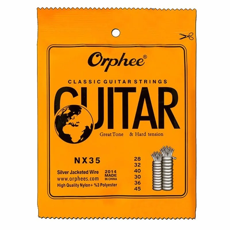 NX35 Горячая Orphee классические Струны для гитары нейлон и Посеребренная проволока жесткий/нормального натяжения 028-043/028-045 Прямая поставка - Цвет: NX35