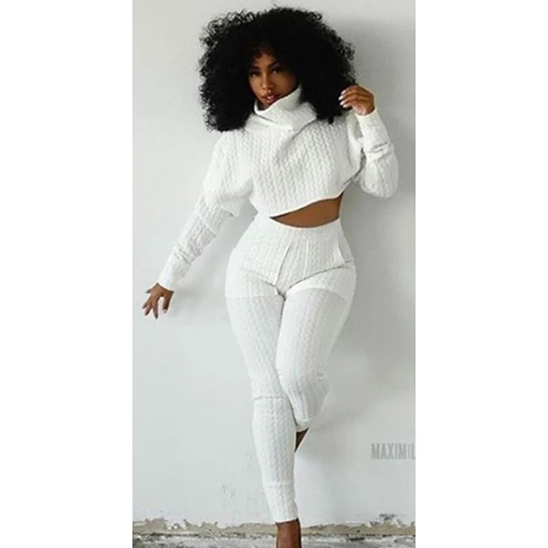 Осенний Женский комплект из 2 предметов водолазка с длинным рукавом вязаный