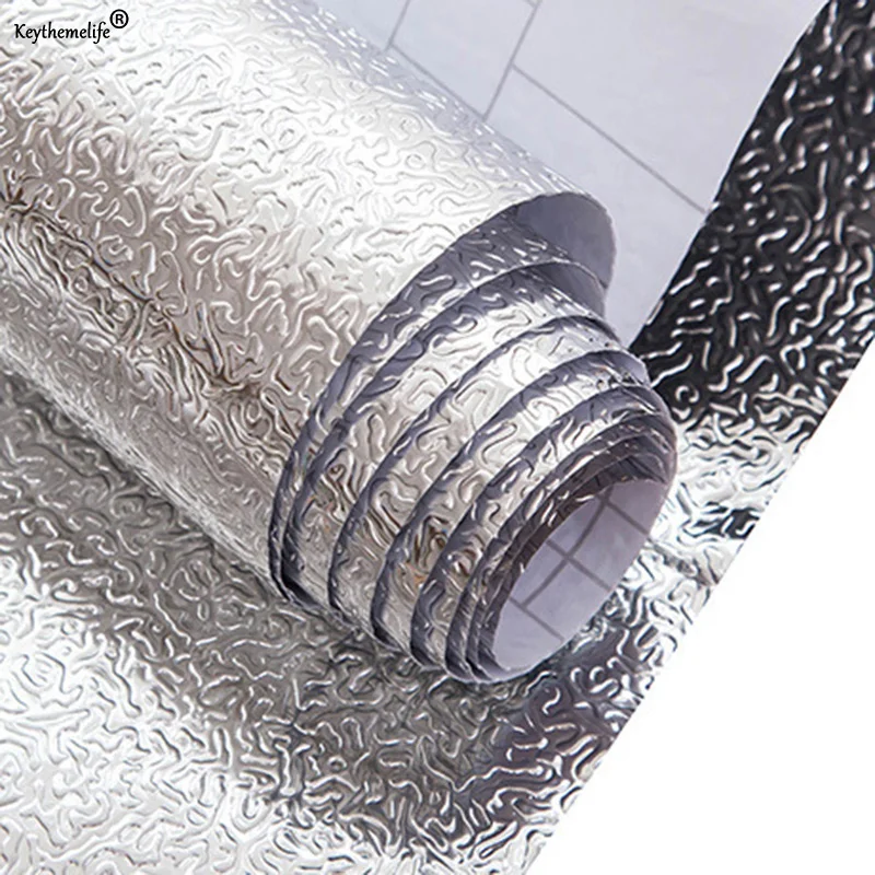 

Kitchen Wall Stove Aluminum Foil Oil-proof Stickers Anti-fouling High-temperature Wallpaper Cabinet Wall Sticker 40x100cm
