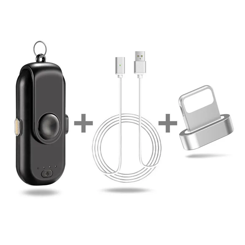 iPhone black Портативное магнитное зарядное устройство для IPhone/samsung/Xiaomi/huawei, магнитное зарядное устройство с кабелем, быстрое зарядное устройство для Lightning type-C Android - Тип штекера: iPhone black