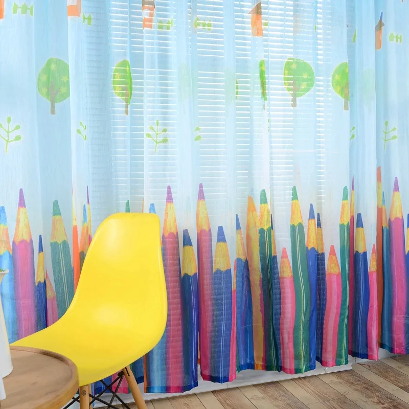 Цветные занавески с принтом карандаша для детей гостиной спальни домашний декор