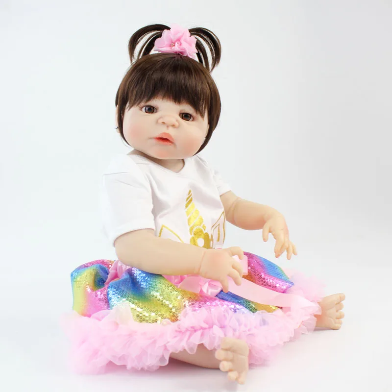 55 см силиконовая кукла Reborn Baby Doll игрушка 22 дюйма виниловая новорожденная