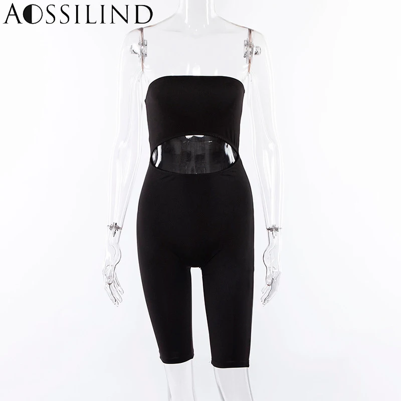 AOSSILIND сексуальный комбинезон без бретелек с вырезами женский Облегающий костюм