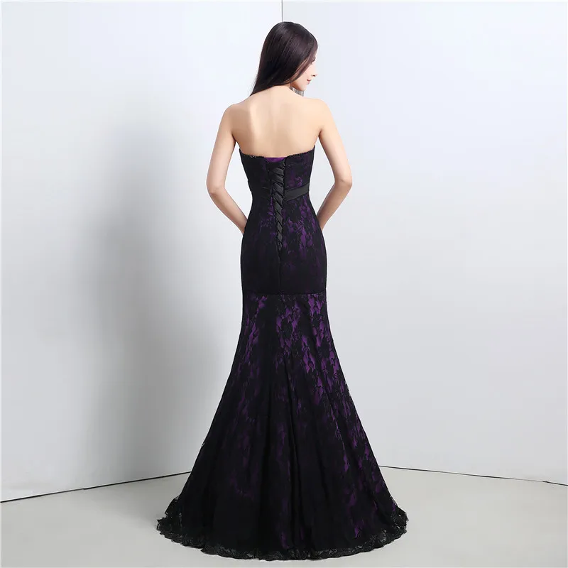Vestido Elegante Mujer De Noche Элегантное платье без бретелек с русалочкой кружевное длинное