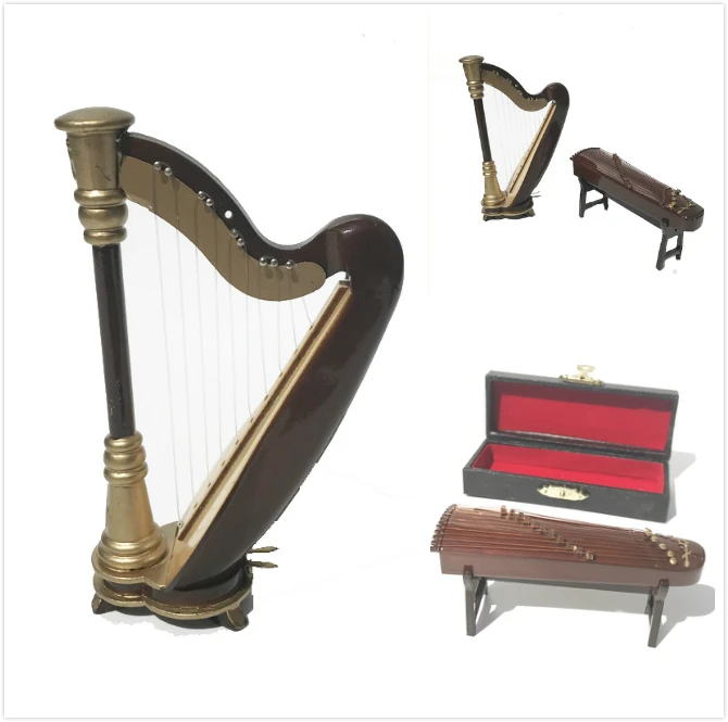 Кукольный домик миниатюрный музыкальный инструмент Guzheng harp детский подарок