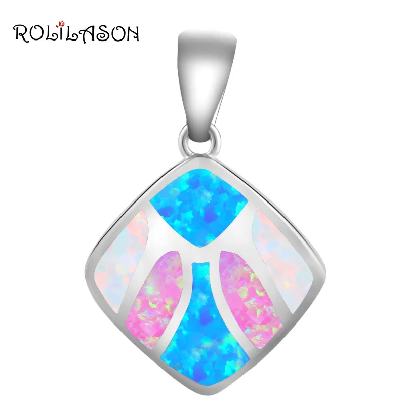 Popular Lovers' Pendant Wholesale Retail Rectangle Color Fire Opal Silver Necklace Fashion jewelry OP460 | Украшения и