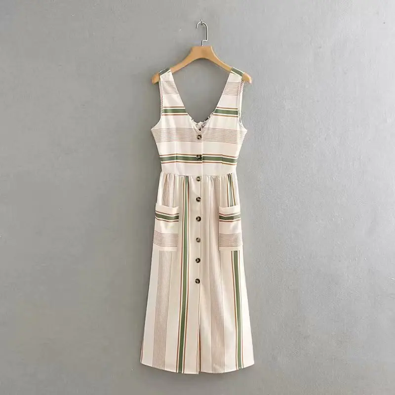 Женское милое Полосатое платье без рукавов с бантом и открытой спиной женское