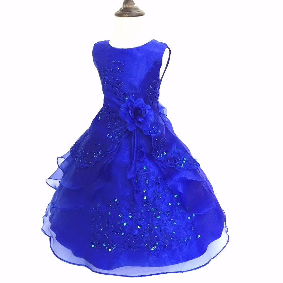 Free shipping New Arrival Party Dress 10 12 Years Kids Evening Gowns Embroidery Dust Pink Flower Girl Dresses For Weddings
