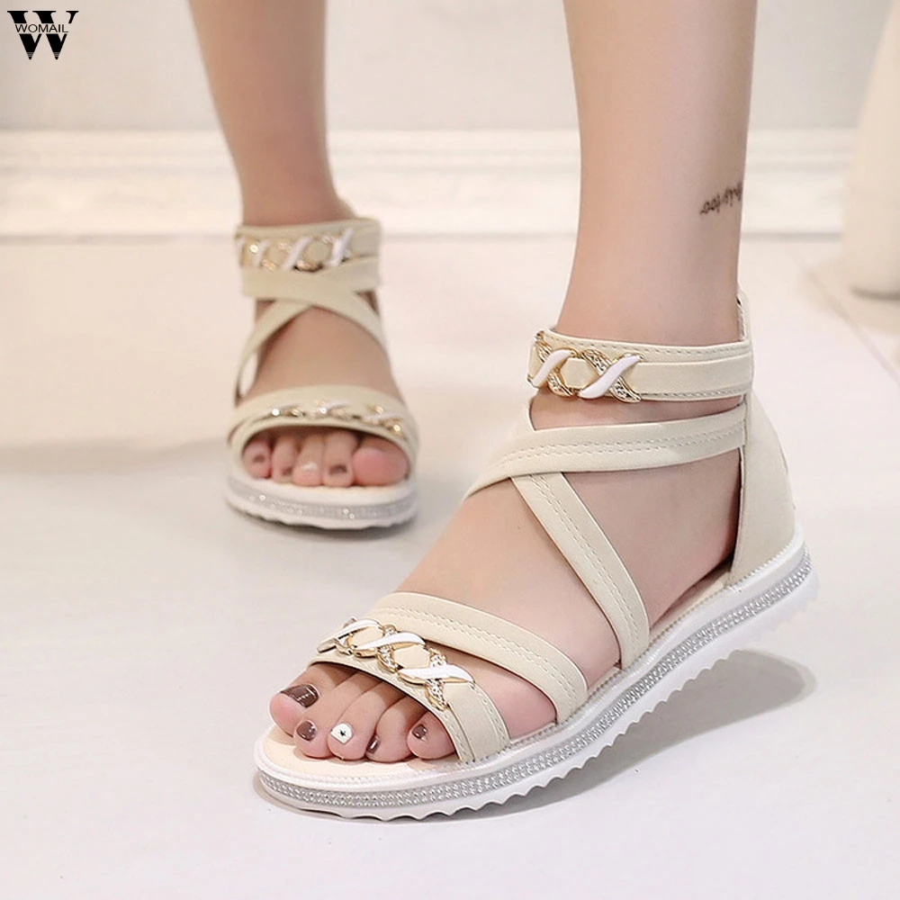 Женские сандалии на плоской подошве босоножки из натуральной кожи большой