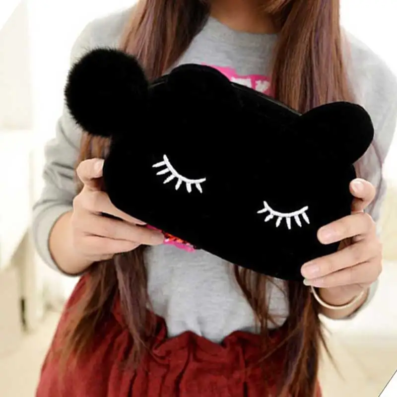 Мультяшный кавайный чехол для карандаша милый Кот плюшевый большой пенал